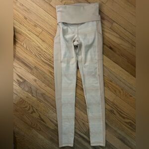 Offline by Aerie Foldover Waist Leggings Beige Stripe Size S Tall